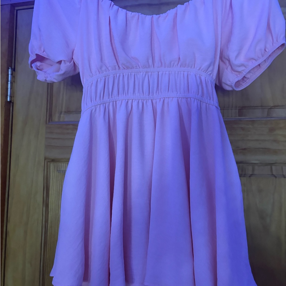 Charming Pink Off-Shoulder Dress - Picture 8 of 10